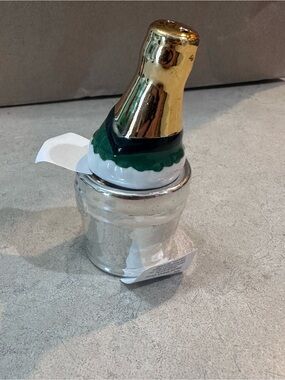 Cracker Barrel Gold Top Champagne Bottle and Ice Bucket salt and pepper shakers